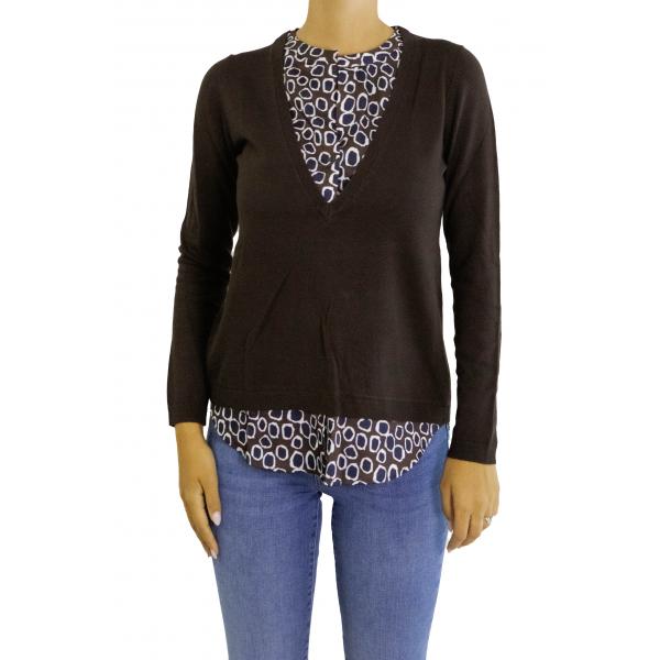 Maglia con camicia fantasia 